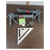 aluminum rafter square, caulk guns & measuring