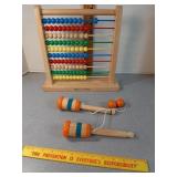 Toy abacus & wooden cup-and-ball game