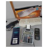 Casio adding machine,  TI scientific calculator &