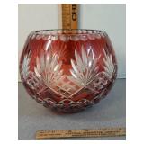 Red crystal decorative bowl