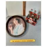 Coca-Cola Christmas bottles & tin serving tray