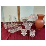 Glass vases, salt & pepper & other