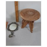 Vtg hand-carved wooden folding plant stand &