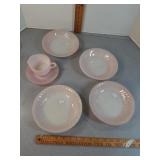 Fire King pink milk glass