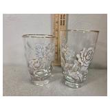 16 Mid century frosted/gold glasses