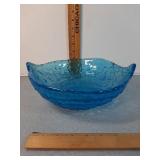 Glass Bowl Blue cabbage leaf pattern