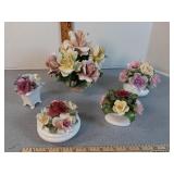 Vtg. Bone china floral figurines: Aynsley +