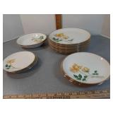 Vtg.  Dishes with yellow rose