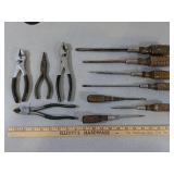 Pliers & Wooden Handled Screwdrivers