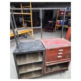 Tool cabinet chest w/ metal rack on casters -