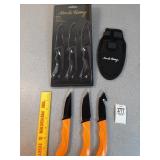 Uncle Henry stainless steel knives & pouch.  New