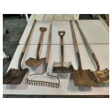 Rake, spade & shovels