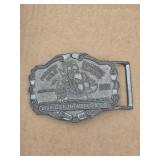 Belt buckle Masted gold ship Livingston Wells &