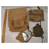 Boy Scout & US military packs, canteen & mess kit