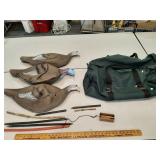 Turkey decoys,  canvas duffle & Turkey call