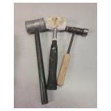 Hammers, lead, rubber+