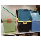 8 totes ,some w/ lids