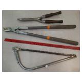 Yard tools, loppers, saw +