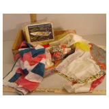 Wood fruit crate, ladies hankies and more