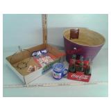 Coca-Cola pop bottles, bamboo pot, new soup to go