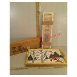 Serving tray and fall deco tissue holder