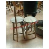 > 2 wood stools
