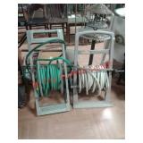 > Two hose reels with hoses