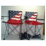 Two folding camping chairs