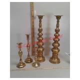 5 brass candlesticks