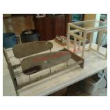 Vintage wood toddler bed and glass top end table