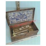 Vintage Boys Union tool chest wood box with tools