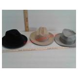 3 felt hats - Stetson and Thoroughbred