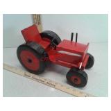 Red metal tractor deco