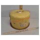 Vintage yellow metal cake plate carrier