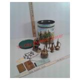 Brass deco, lead soldier toys, John Deere popcorn