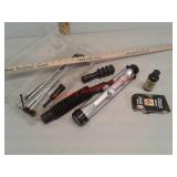 Rifle scope, game calls, gun cleaning kit and