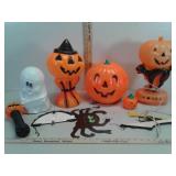 Vintage Halloween decor light up pumpkins