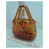 Hand blown glass basket / purse