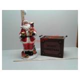 Vintage glass Santa and Christmas box with