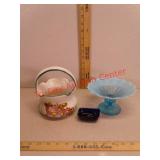 Antique hand-painted glass vase candy dish