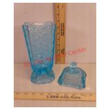 Rare antique Blue Glass vase with lid