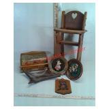Variuos items jewelry box ashtray wall hangings