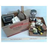 Screwdrivers, vintage radios, 4 cycle lawn mower
