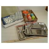 Fiesta teacups and saucers, placemats and cloth