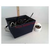 Lots of canvas basket alarm clock and various