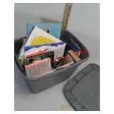 Various kids books and More in storage tote with