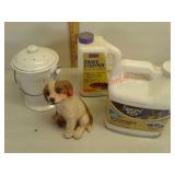 Cookie jar, dog statue , snake stopper and kitty