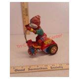 Tricky tricycle tin friction toy made in Japan