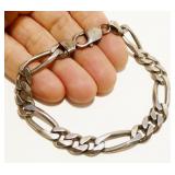 8.25" Italy 925 Silver Figaro Bracelet 8.6mm 25.7g