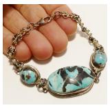 7" Turquoise & Sterling Silver Bracelet 16.4g